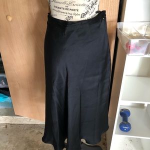 Banana republic black satin bias skirt